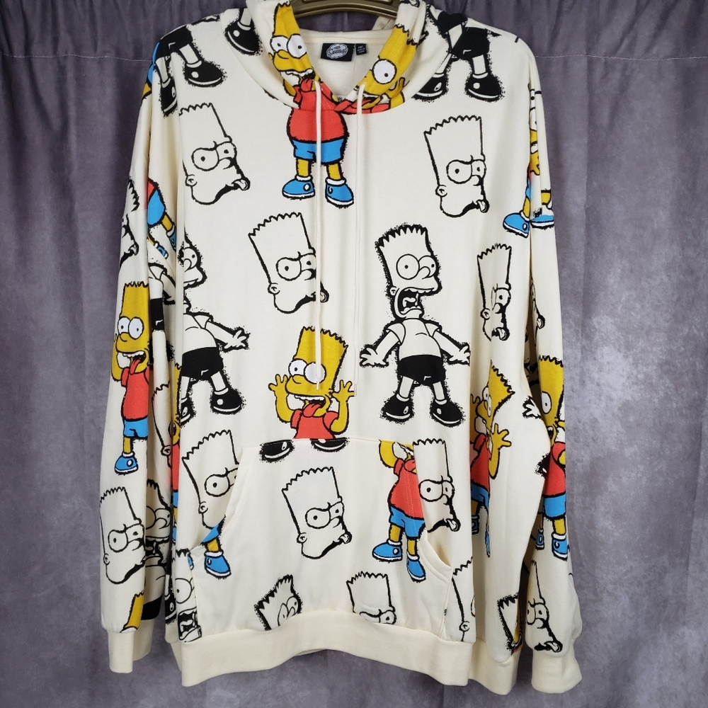 The Simpsons Bart Simpson Hoodie All Over Print Drawstring Pullover Size 4XL